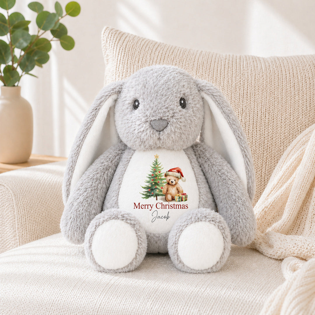 Personalised Red Teddy Tree My First Christmas Soft Toy
