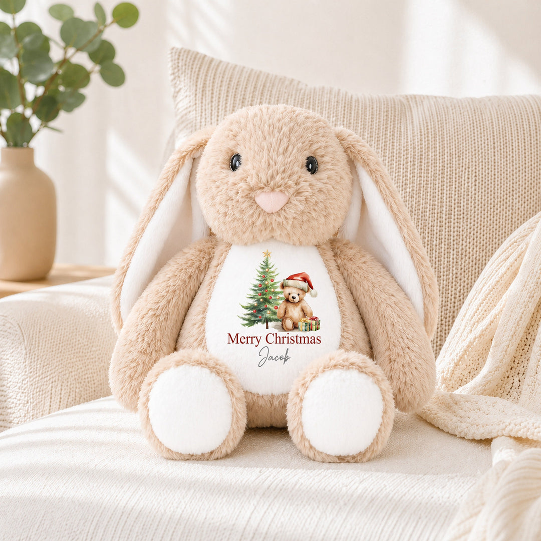 Personalised Red Teddy Tree My First Christmas Soft Toy