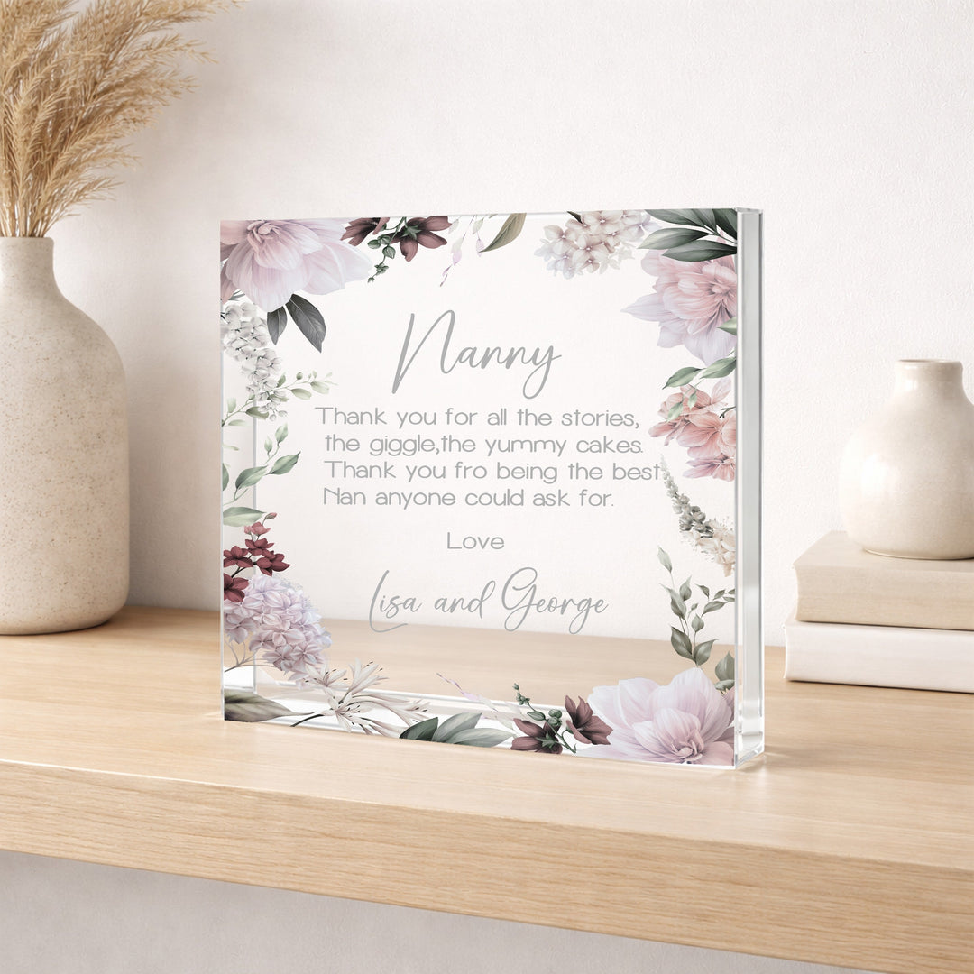 Personalised Thank You Nanny Acrylic Block