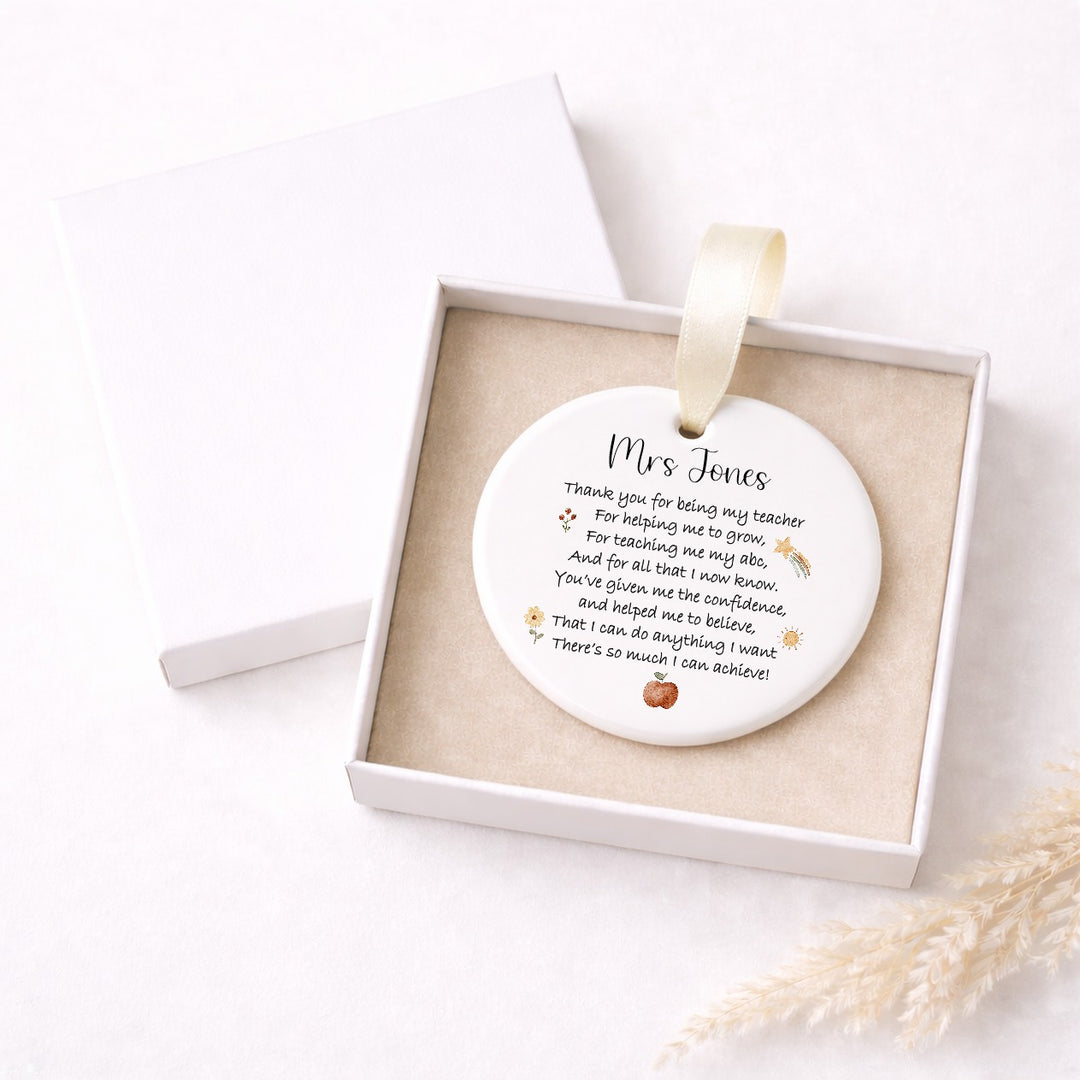 Personalised Poem Keepsake Ornament Teacher Gift