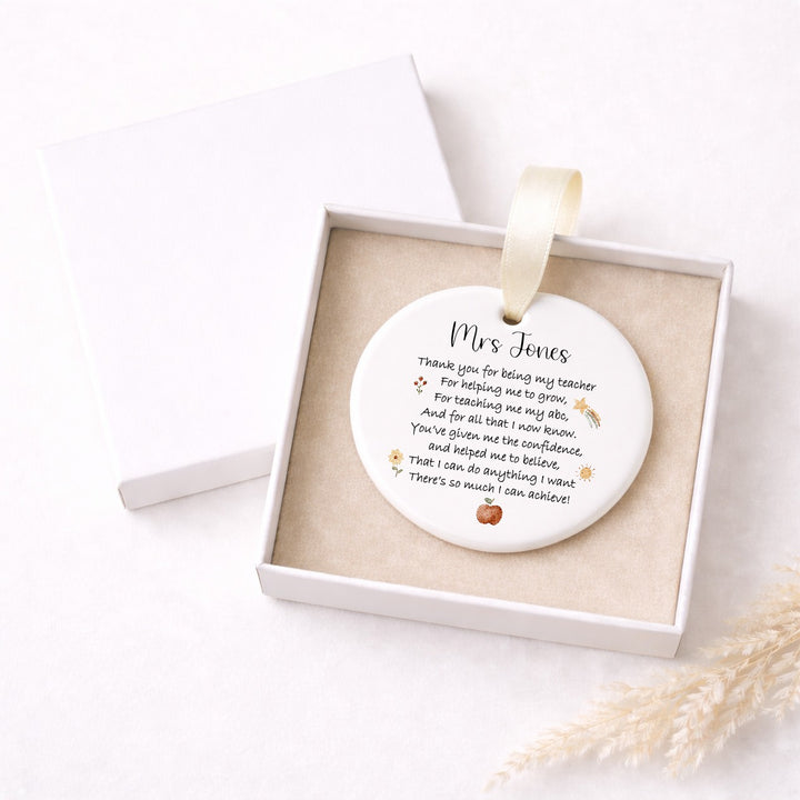 Personalised Poem Keepsake Ornament Teacher Gift