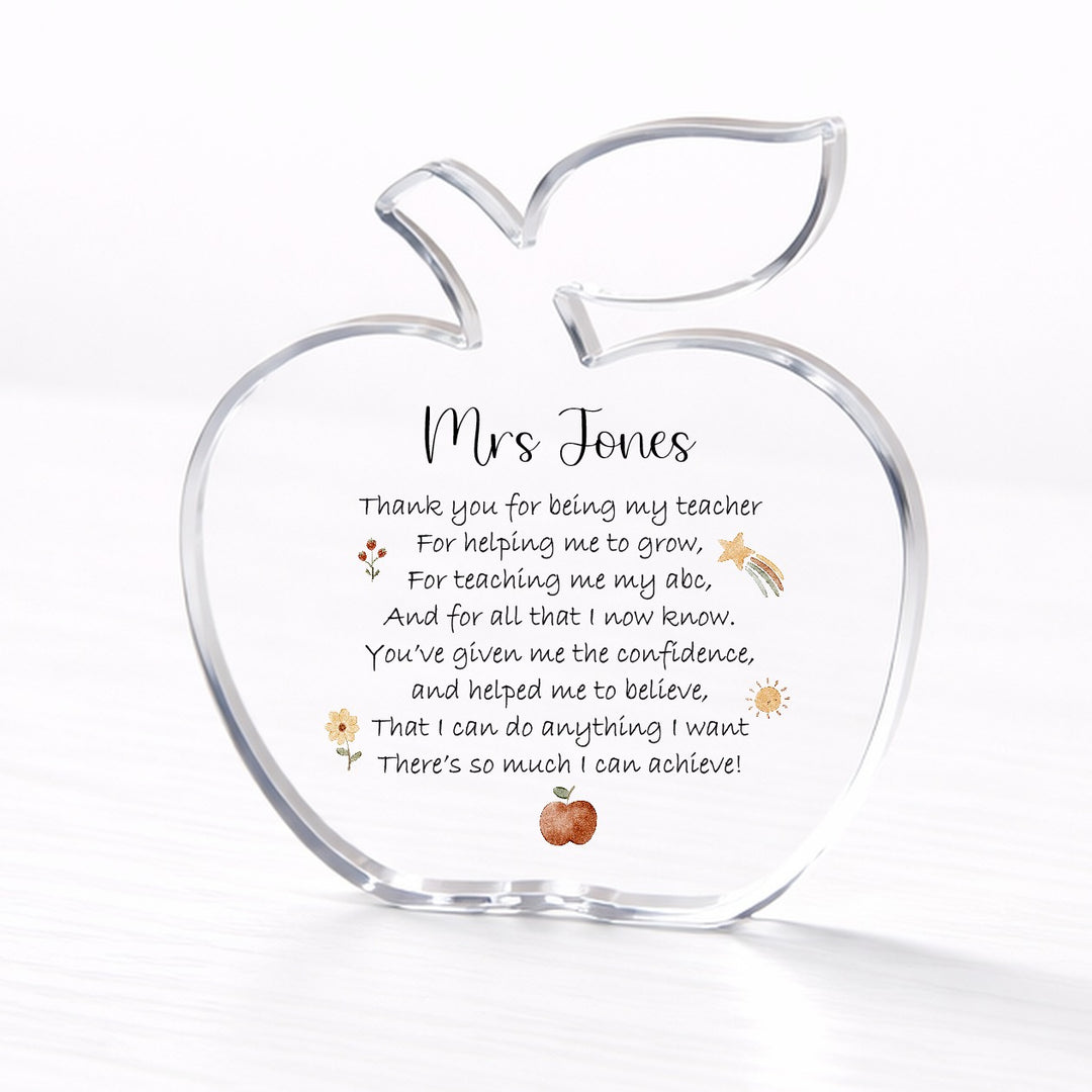 Personalised Acrylic Thank You Poem Teacher Gift