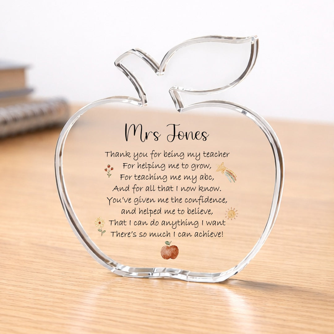 Personalised Acrylic Thank You Poem Teacher Gift