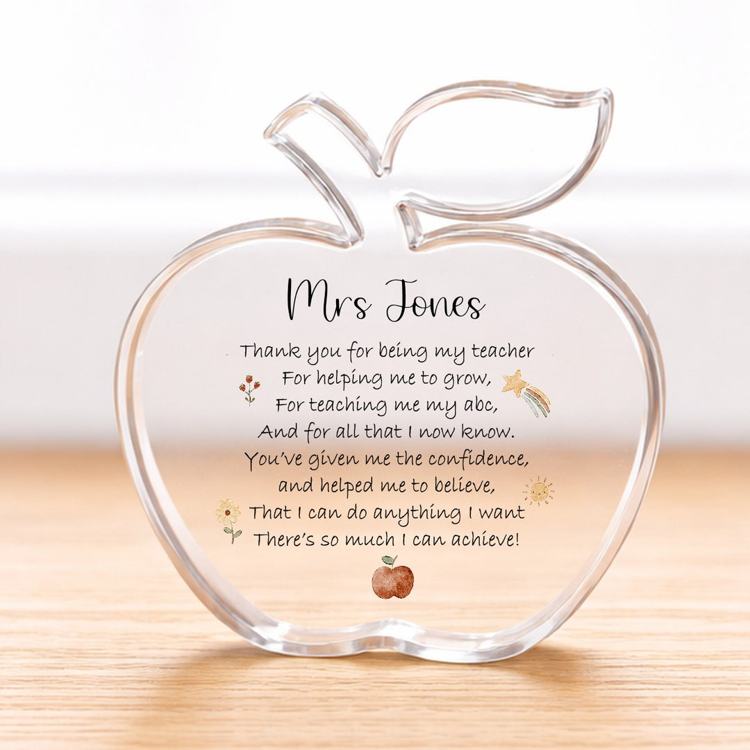 Personalised Acrylic Thank You Poem Teacher Gift