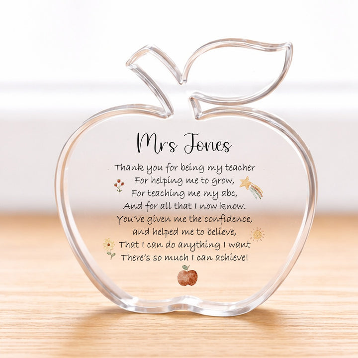 Personalised Acrylic Thank You Poem Teacher Gift