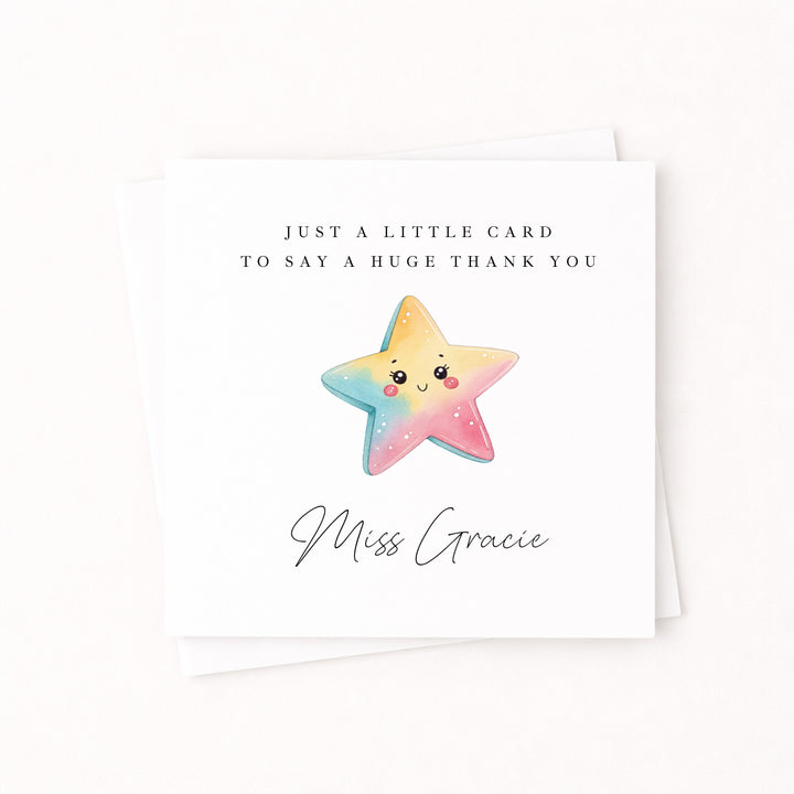 Personalised Thank You Star Teacher Card