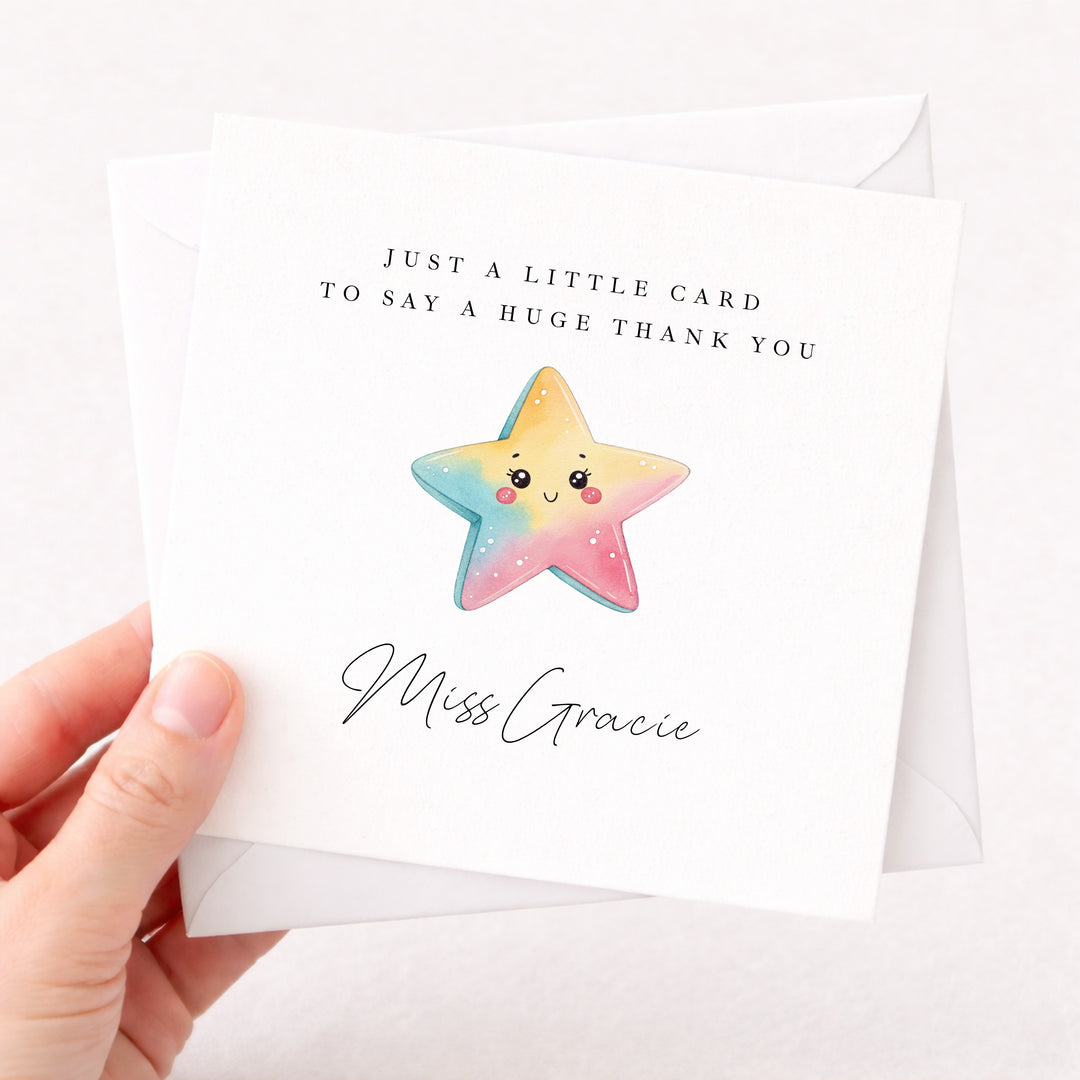 Personalised Thank You Star Teacher Card