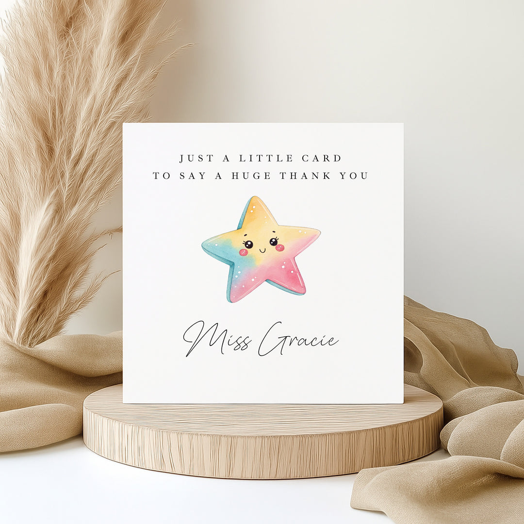 Personalised Thank You Star Teacher Card