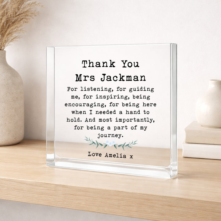 Personalised Thank You Teachers Keepsake Acrylic Block