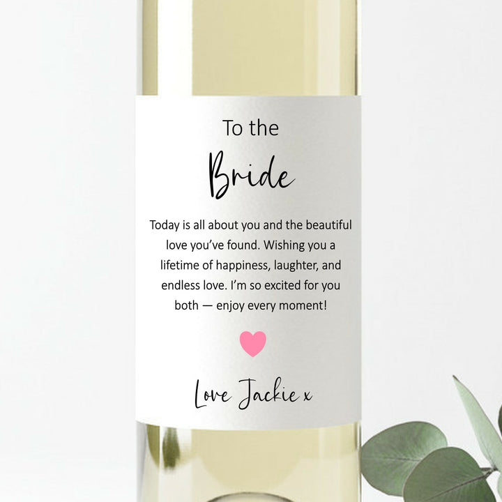 Personalised To The Bride Wine Bottle Sticker