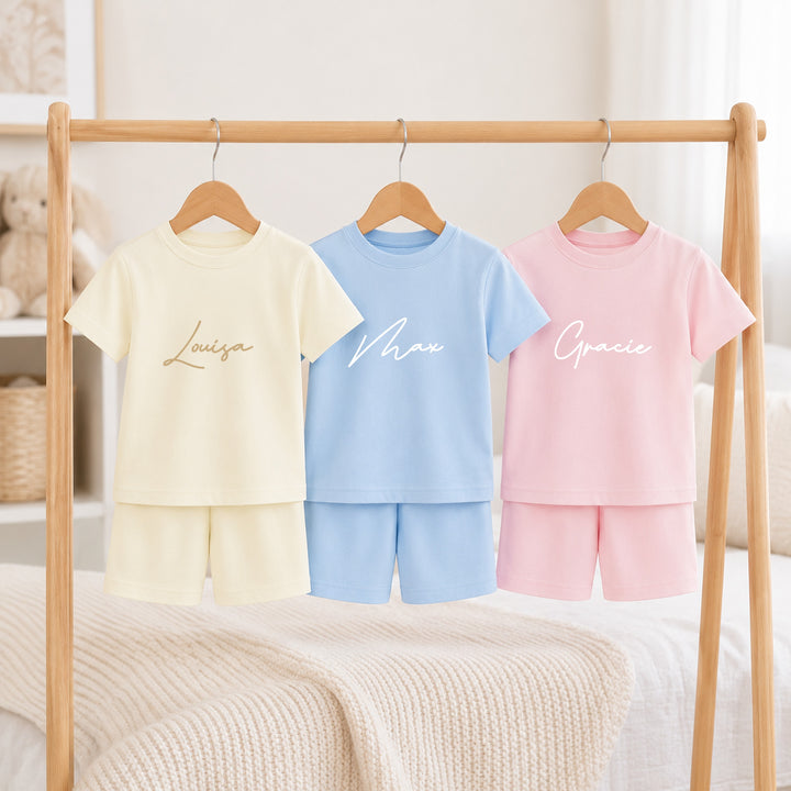 Personalised Script Name Kids Cotton Short Set