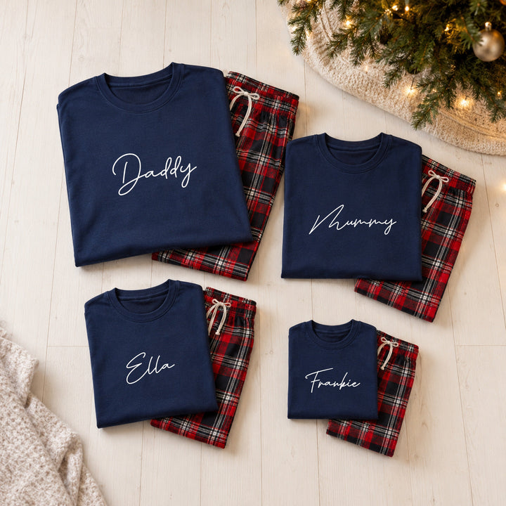 Personalised Family Matching Tartan Christmas Pyjamas