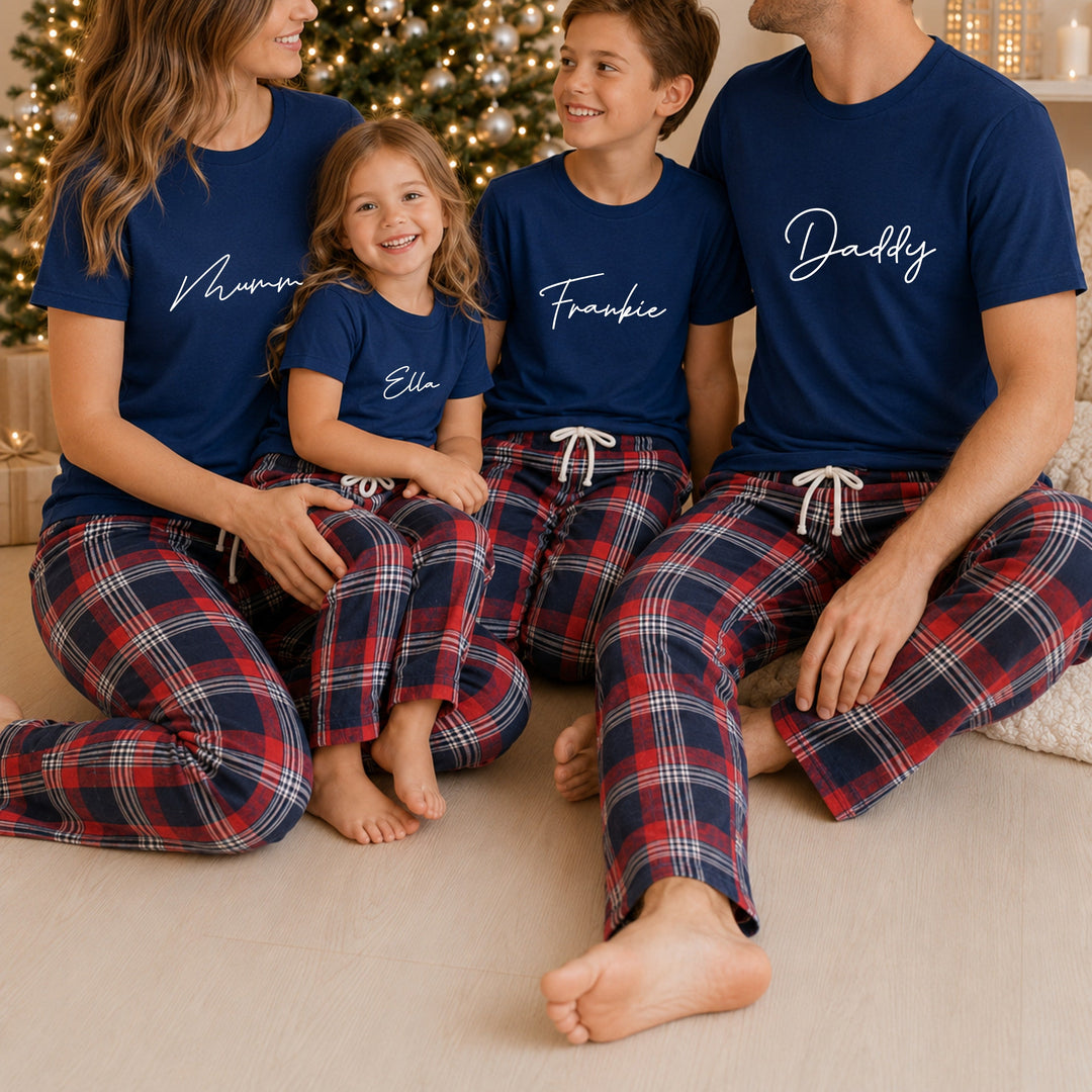 Personalised Family Matching Tartan Christmas Pyjamas