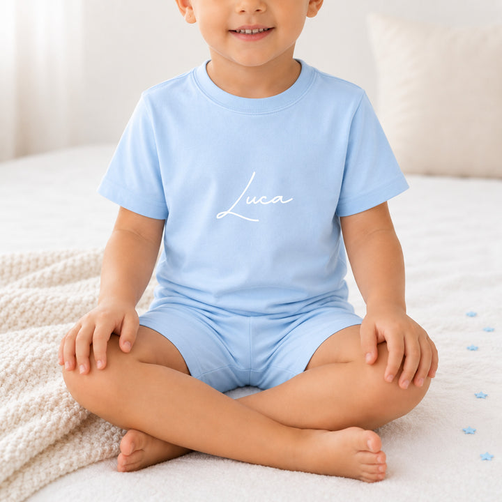 Personalised Script Name Kids Cotton Short Set