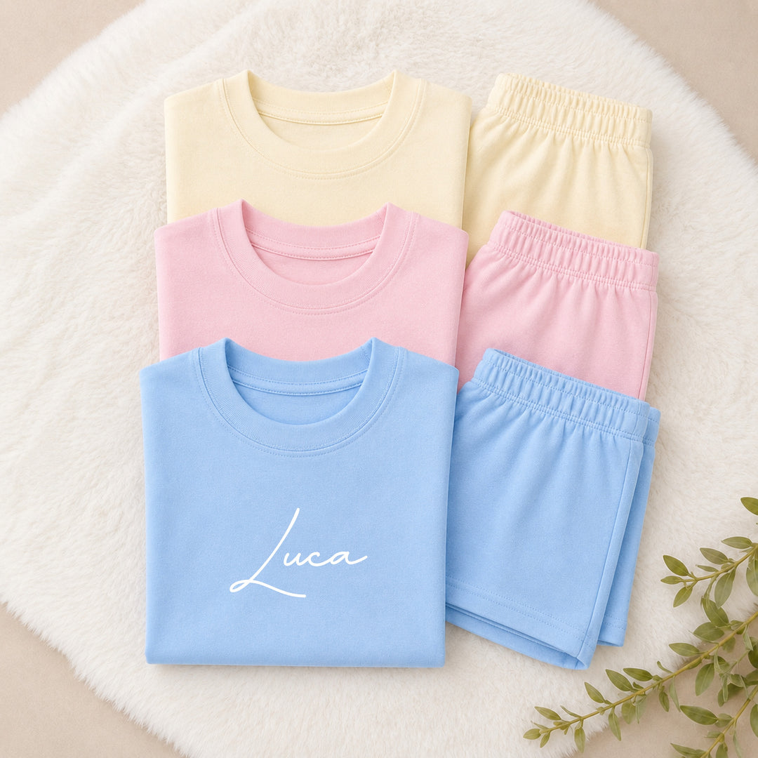 Personalised Script Name Kids Cotton Short Set