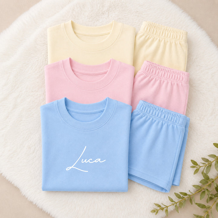 Personalised Script Name Kids Cotton Short Set