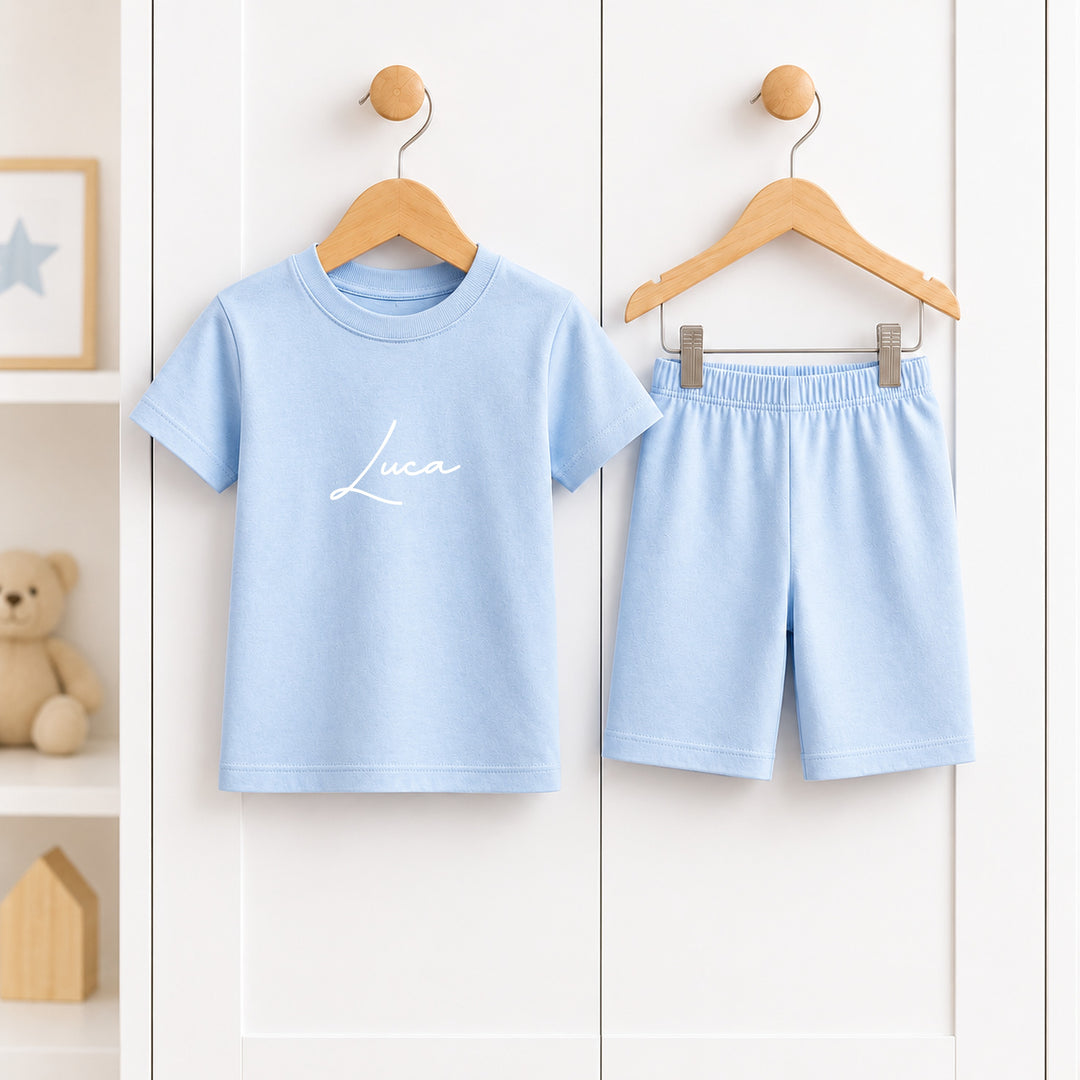 Personalised Script Name Kids Cotton Short Set