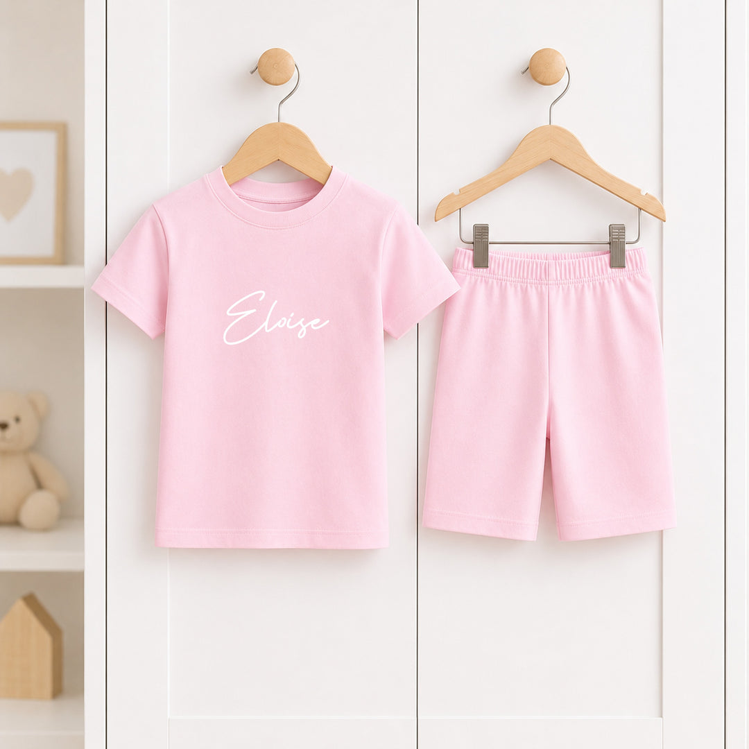 Personalised Script Name Kids Cotton Short Set