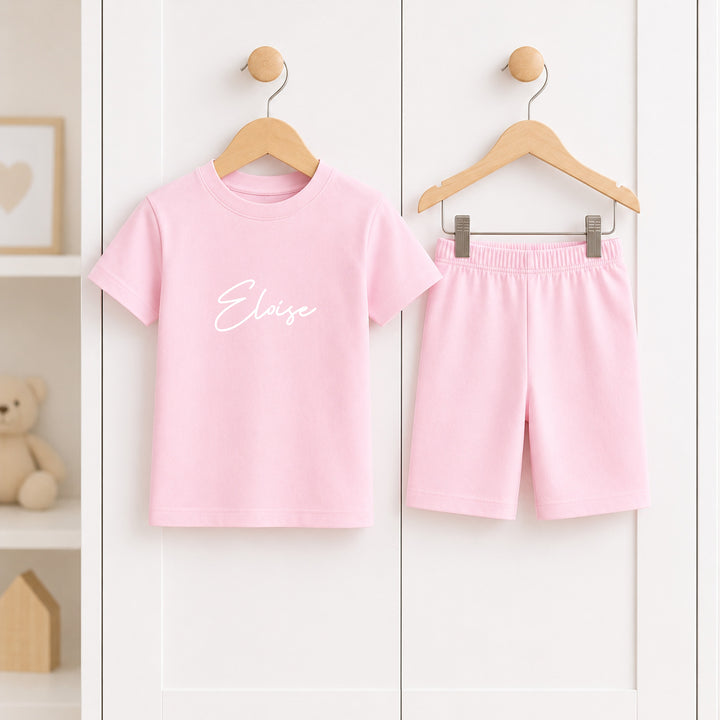 Personalised Script Name Kids Cotton Short Set