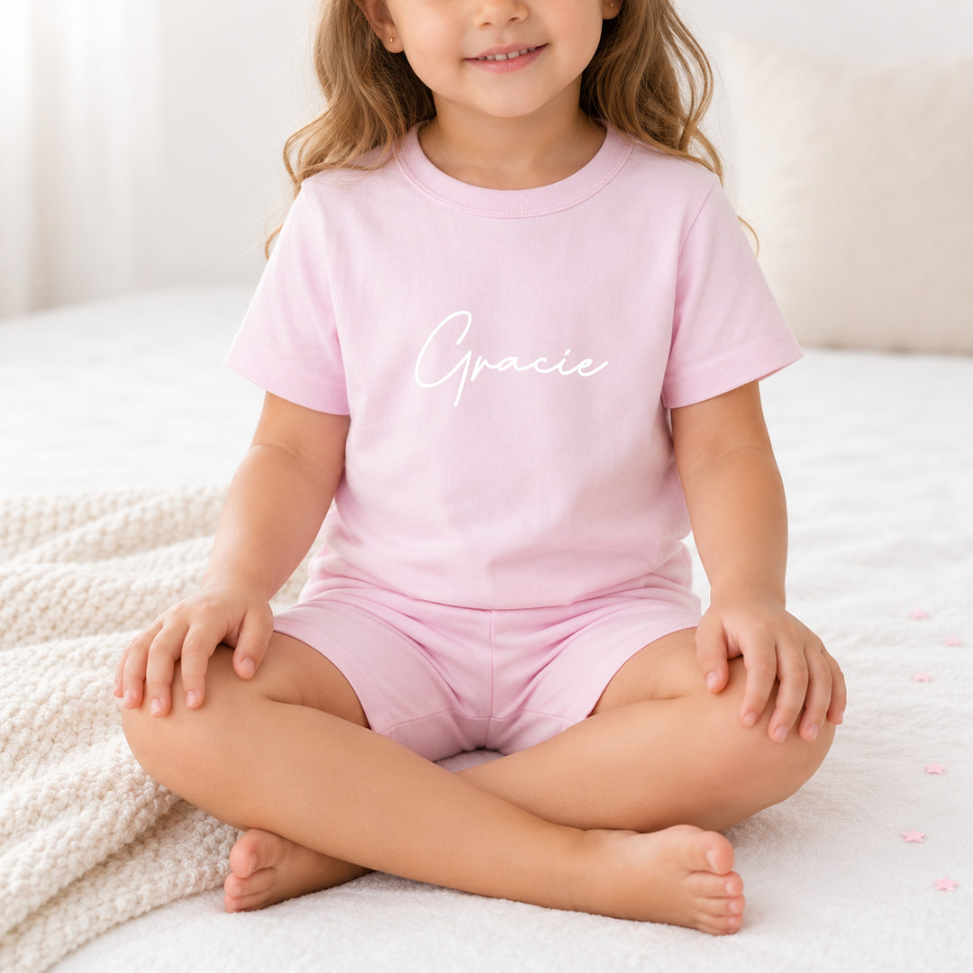 Personalised Script Name Kids Cotton Short Set