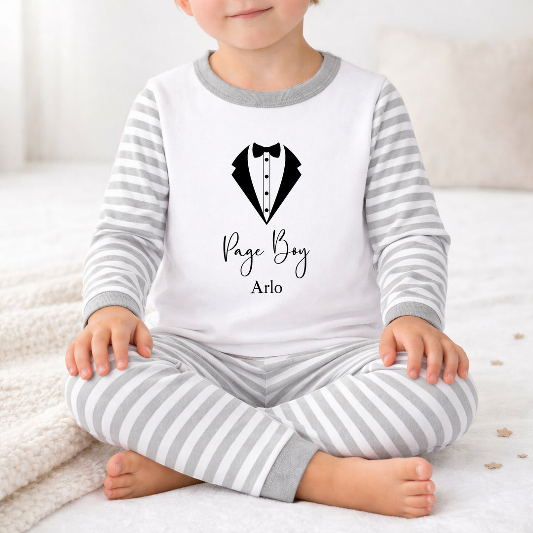 Personalised Black Tux Page Boy Pyjamas