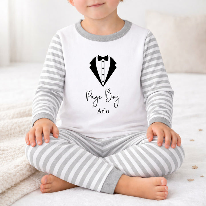 Personalised Black Tux Page Boy Pyjamas