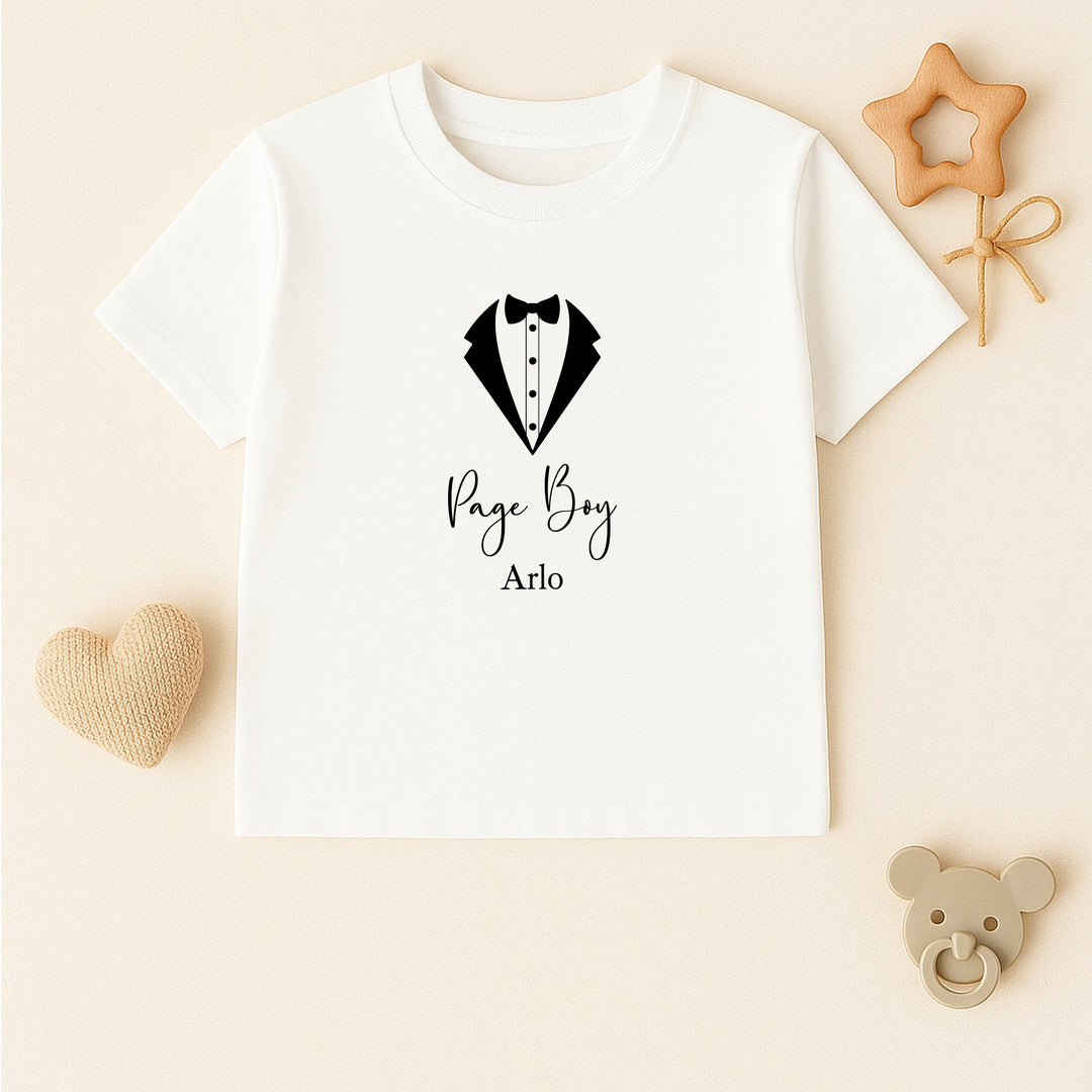 Personalised Black Tux Page Boy T-Shirt or Baby Vest