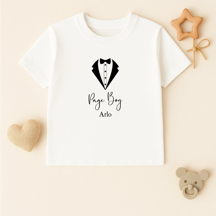 Personalised Black Tux Page Boy T-Shirt or Baby Vest