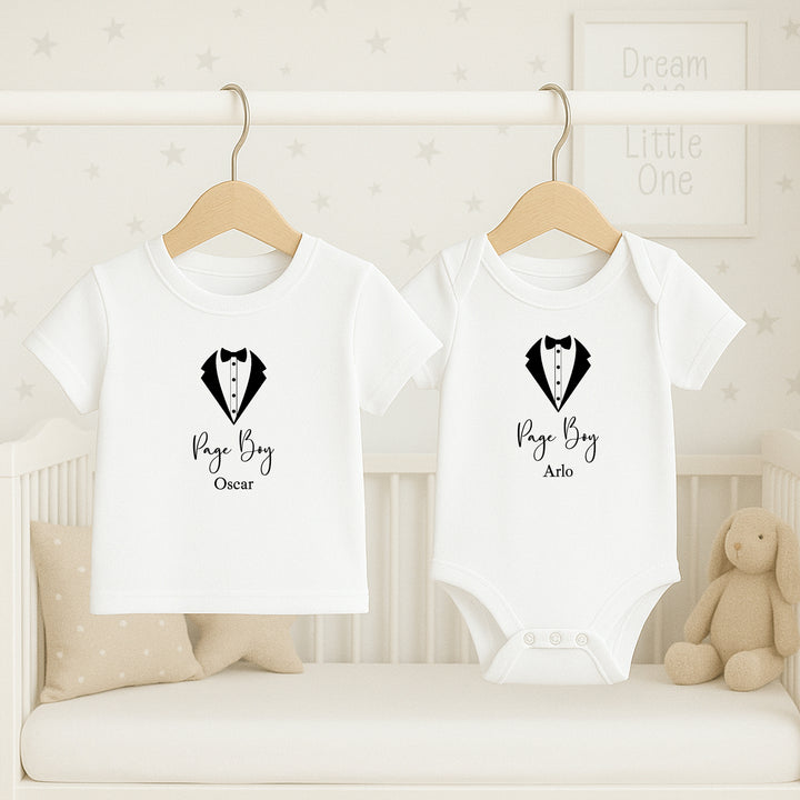 Personalised Black Tux Page Boy T-Shirt or Baby Vest