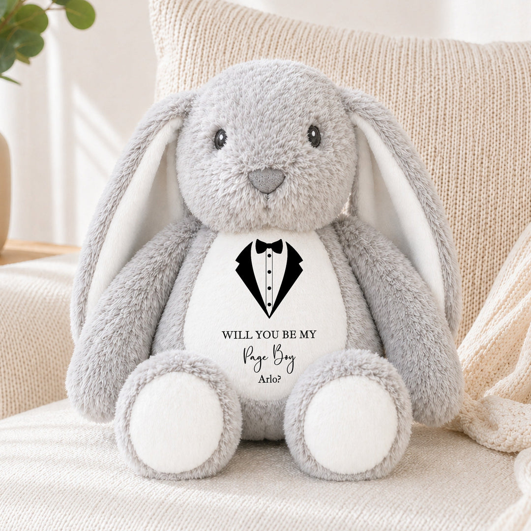 Personalised Black Tux Page Boy Rabbit Teddy