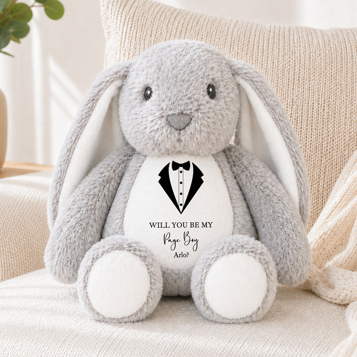 Personalised Black Tux Page Boy Rabbit Teddy