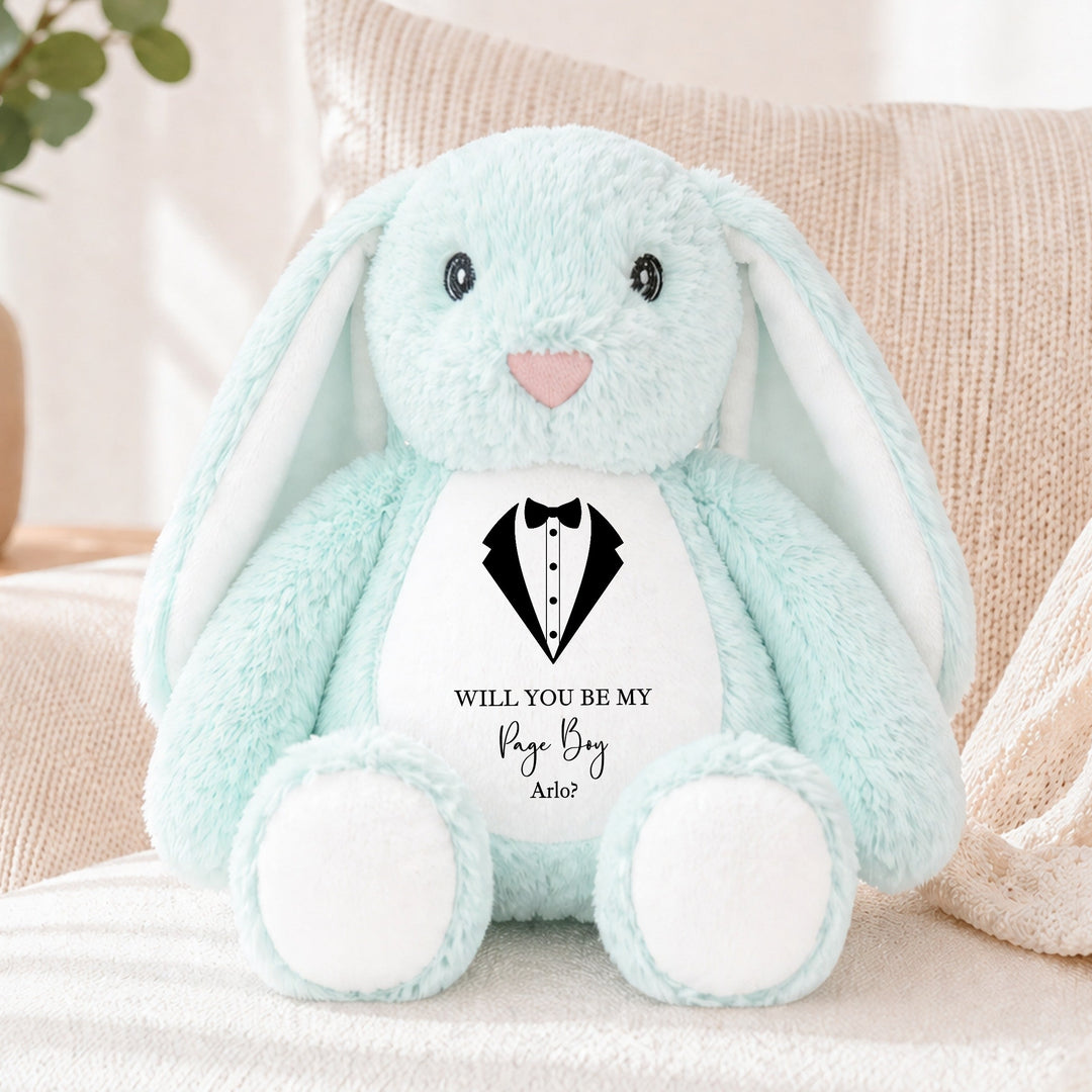 Personalised Black Tux Page Boy Rabbit Teddy