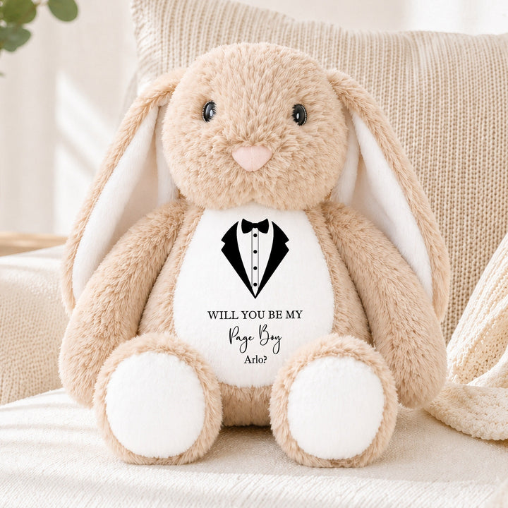 Personalised Black Tux Page Boy Rabbit Teddy
