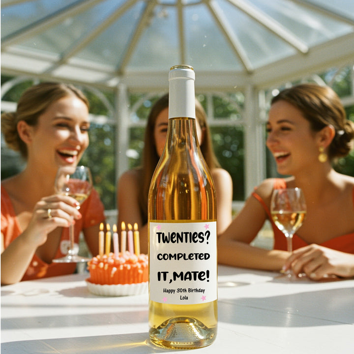 Personalised Twenties Completed 30th Birthday Bottle Sticker