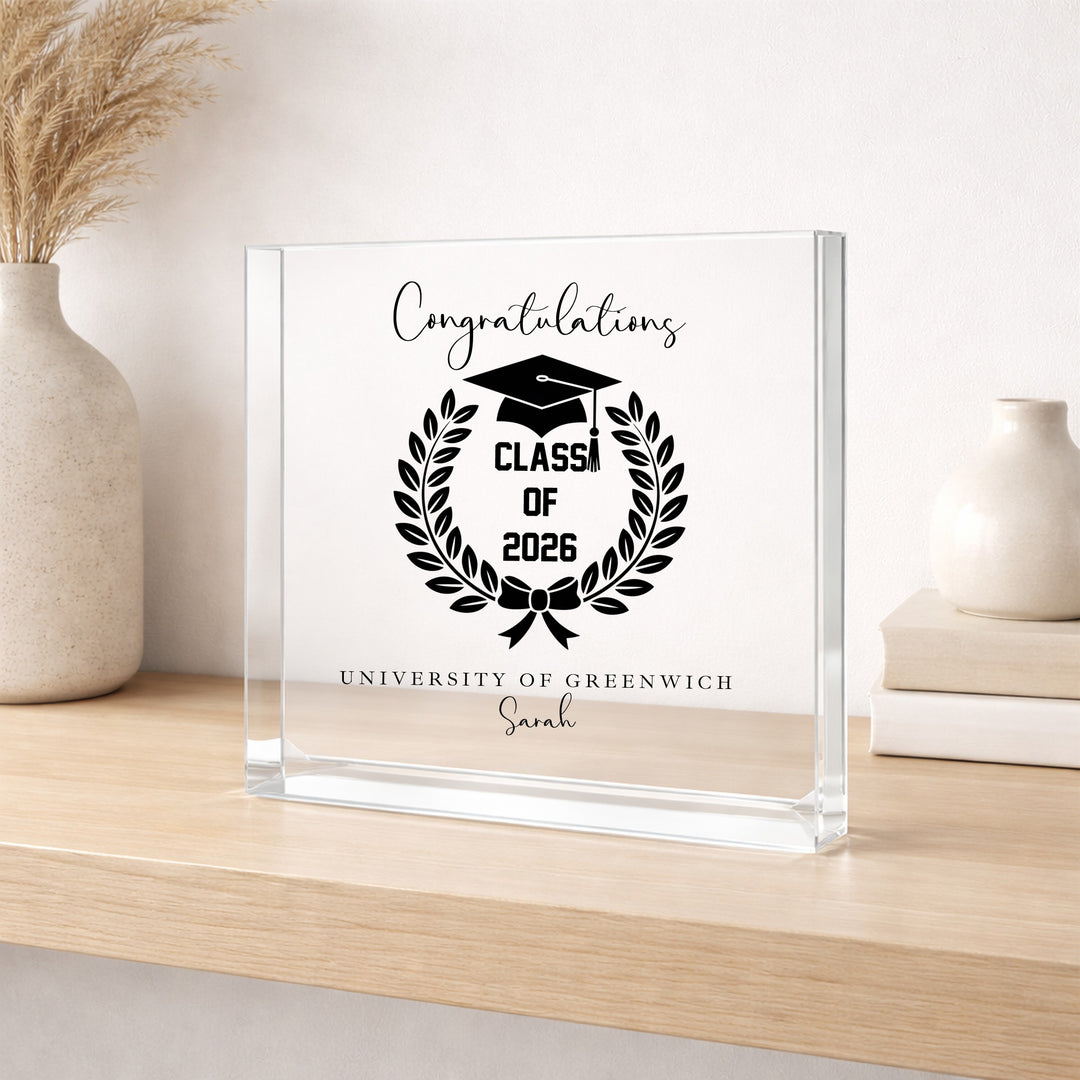 Personalised University Graduation Acrylic Block