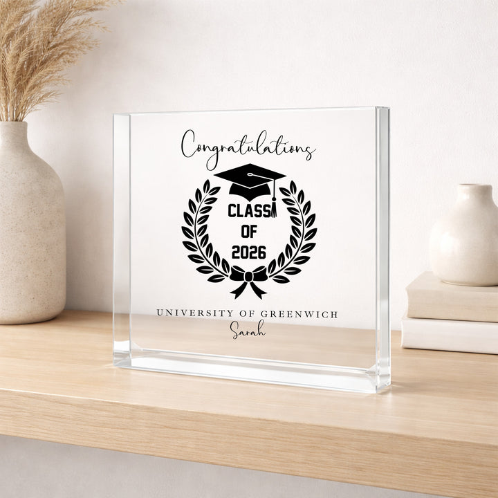 Personalised University Graduation Acrylic Block