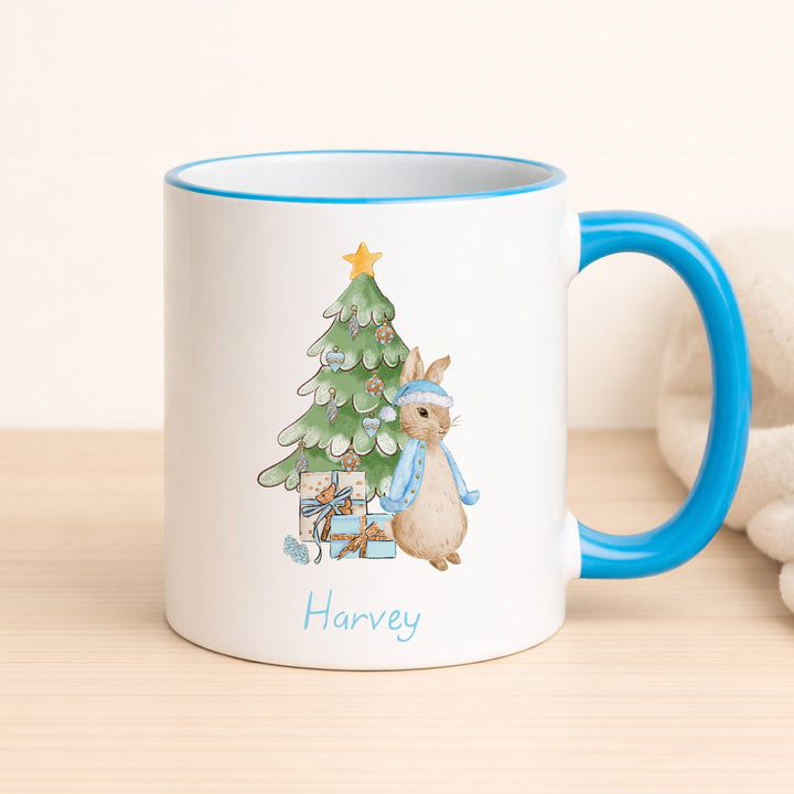 Personalised Pink or Blue Rabbit Christmas Mug
