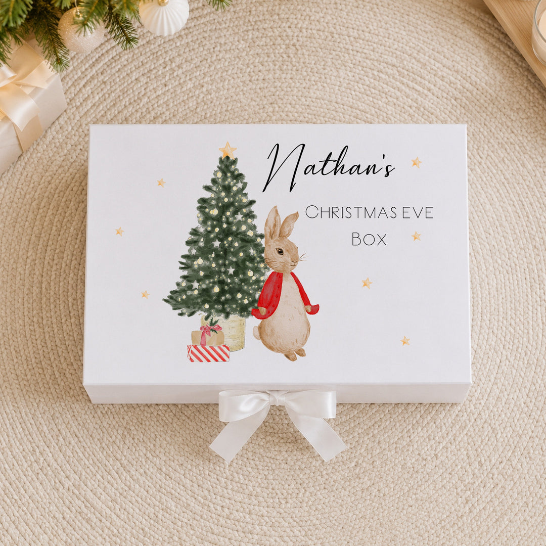 Personalised Red Rabbit Christmas Eve Box