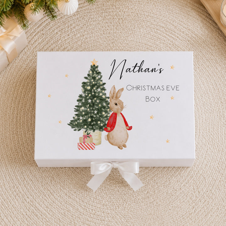 Personalised Red Rabbit Christmas Eve Box