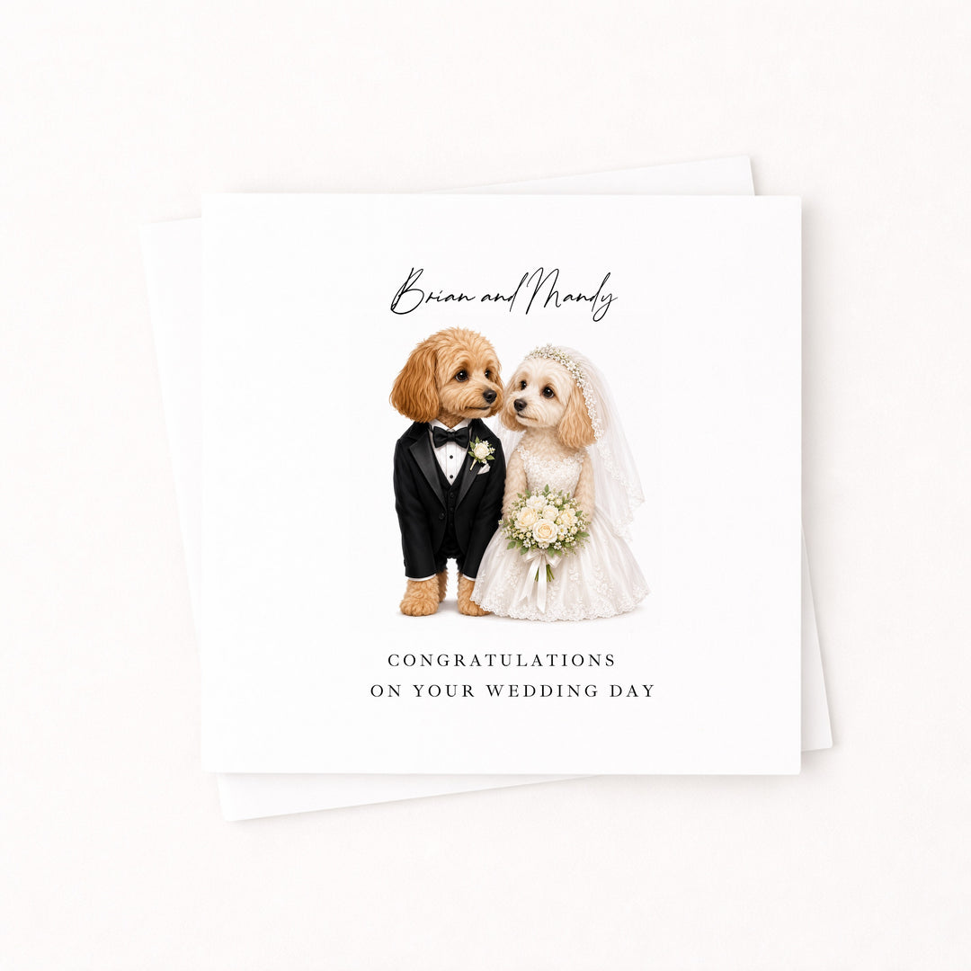 Personalised Dogs Congratulations On Your Wedding Day Card