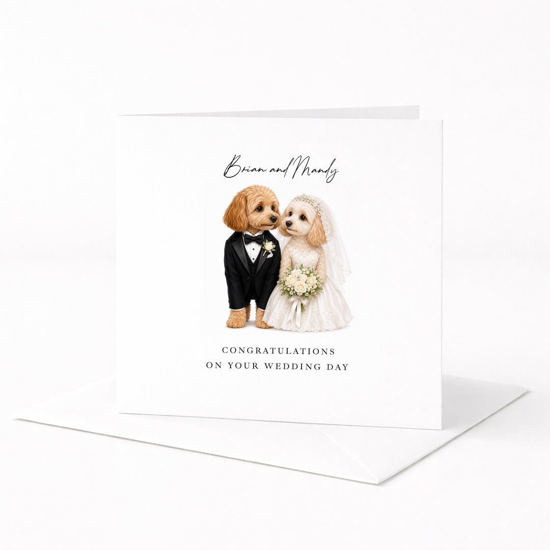 Personalised Dogs Congratulations On Your Wedding Day Card