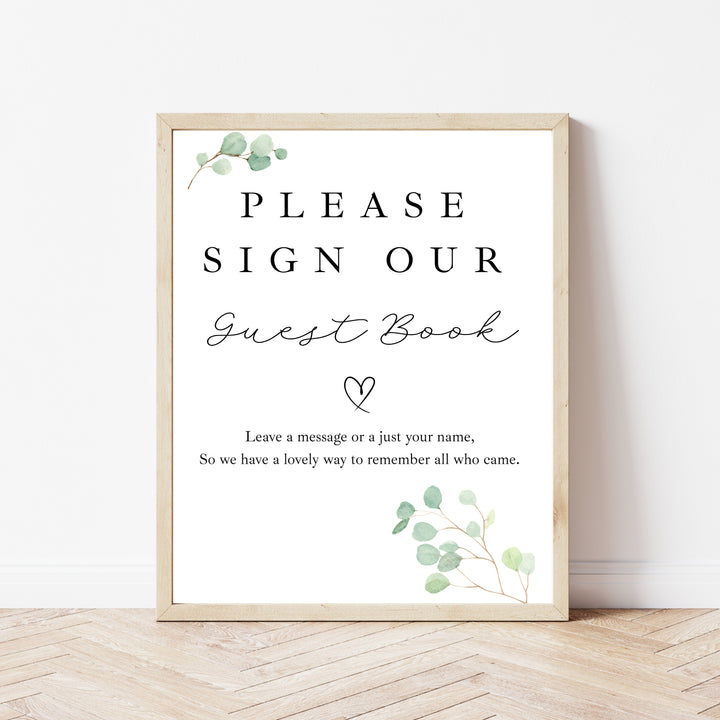 Personalised Green Leaves Wedding Day Guest Book