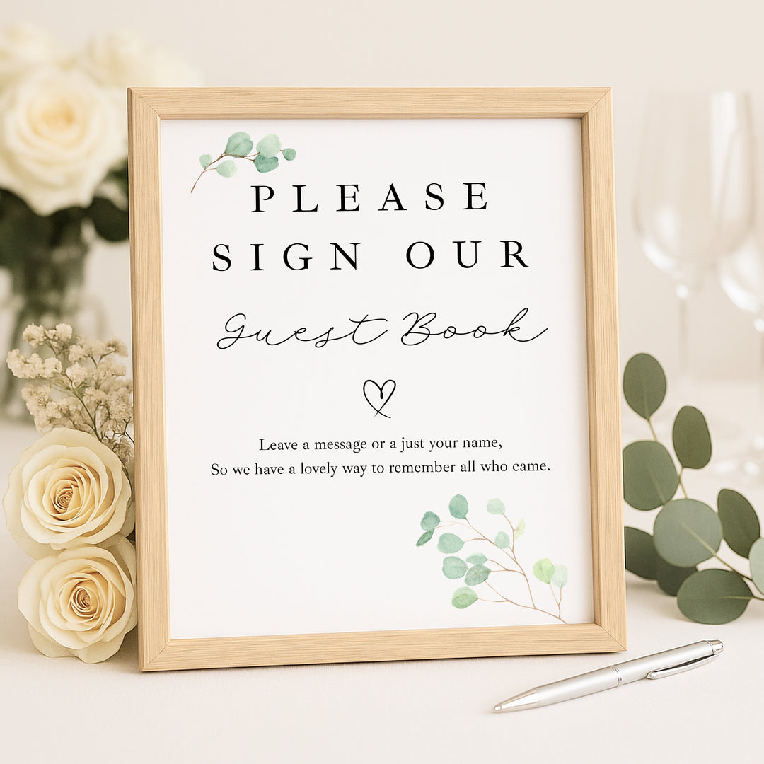 Personalised Green Leaves Wedding Day Guest Book