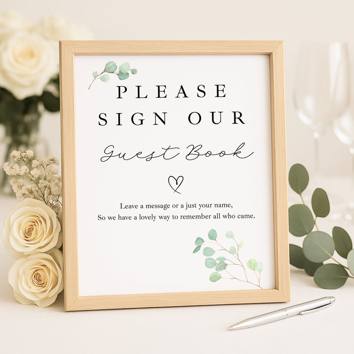 Personalised Green Leaves Wedding Day Guest Book