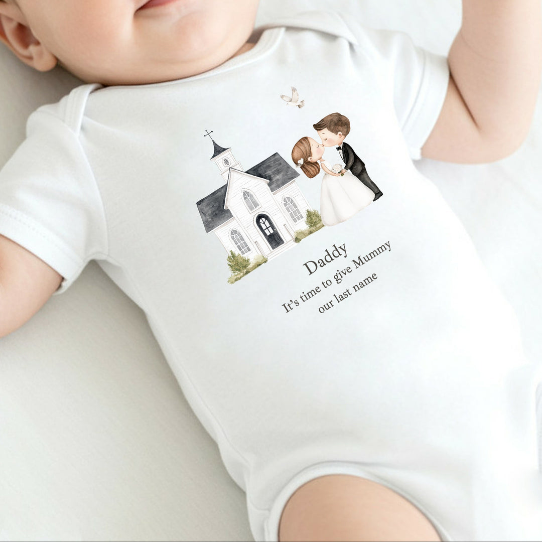 Daddy Give Mummy Our Last Name Wedding Day Kids T-Shirt or Baby Vest