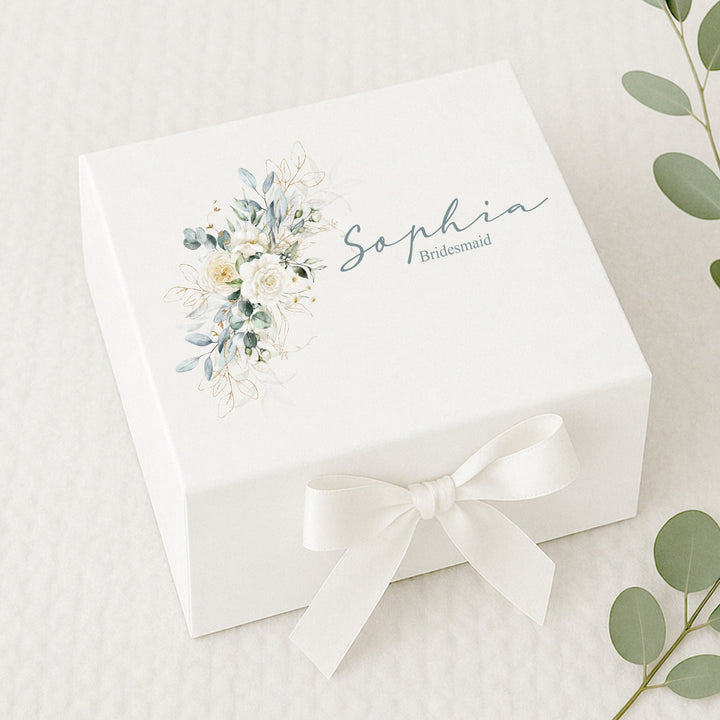 Personalised White Floral Bridesmaid Proposal Gift Box