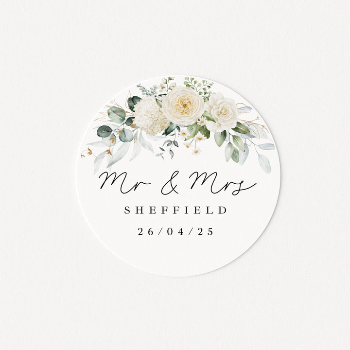 Personalised Gold Floral Wedding Favour Bag Stickers