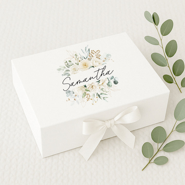 Personalised White Floral Bridesmaid Gift Box