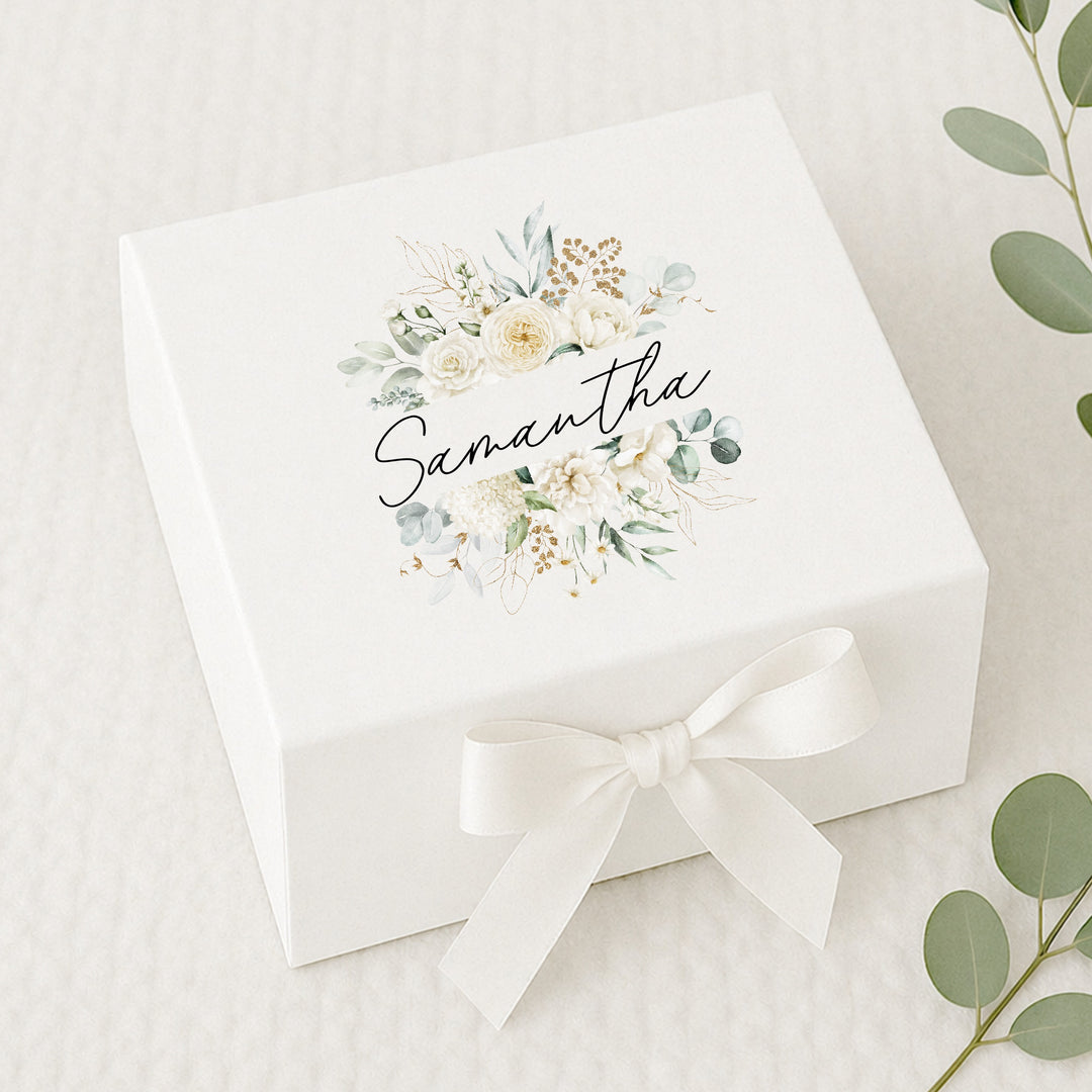 Personalised White Floral Bridesmaid Gift Box