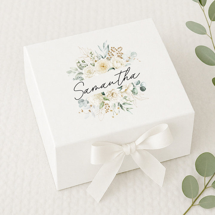 Personalised White Floral Bridesmaid Gift Box